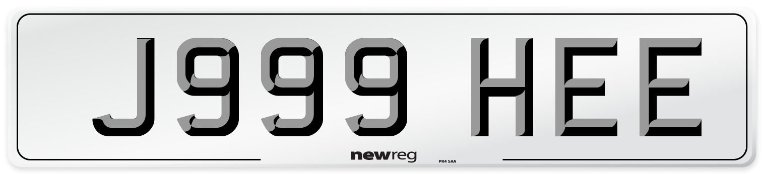 J999 HEE Number Plate from New Reg